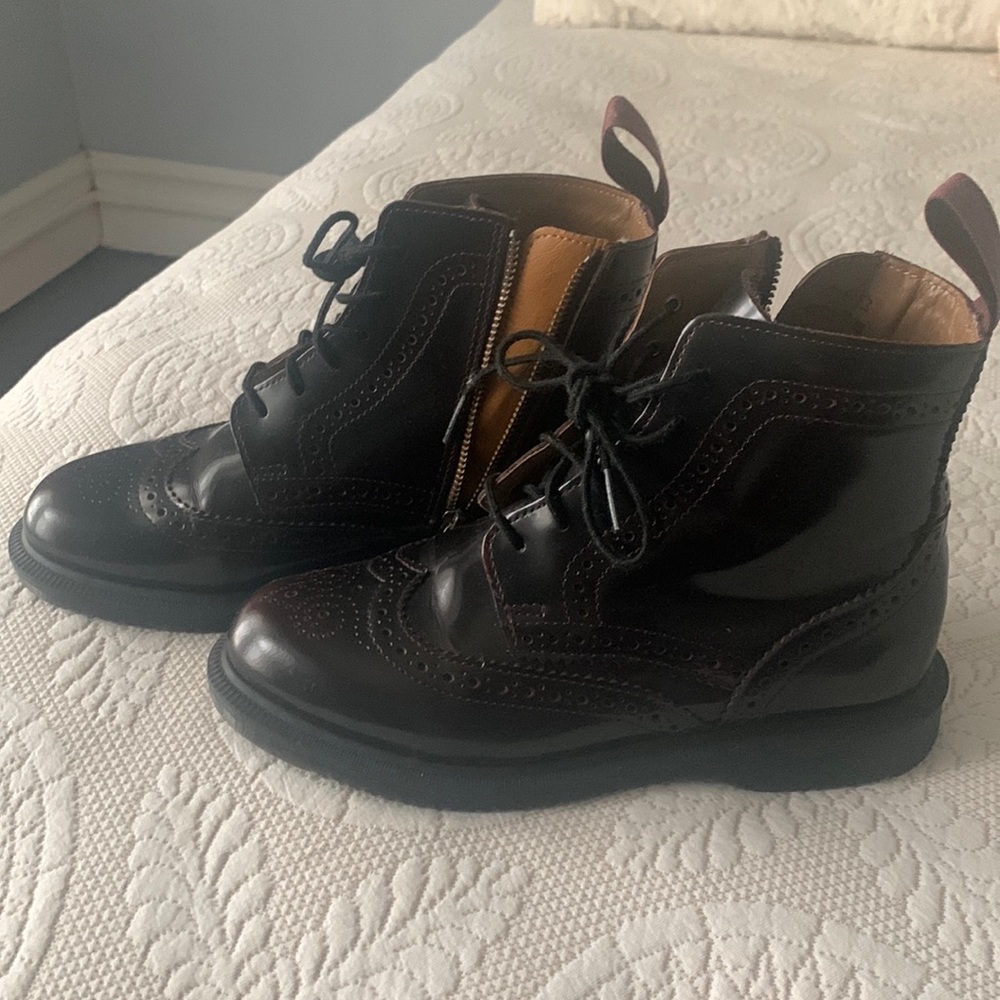 Doctor Martens Cherry Red-DELPHINE Leather Boots
